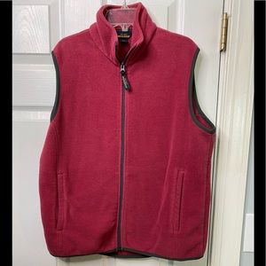 Woolrich Womens Large Fleece Vest Full Zip Sweater Zip Pockets Rose Colored
